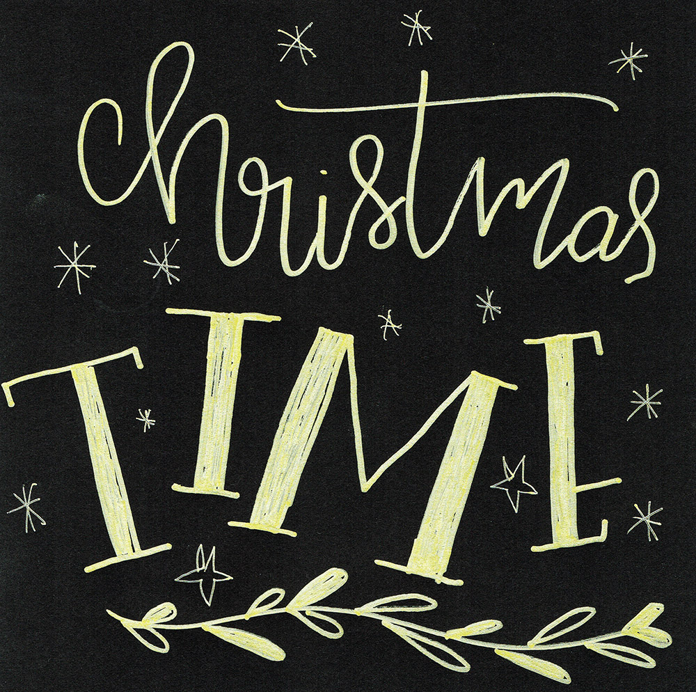 Christmas time, 2016, weihnachten, lettering, handletterin, brushlettering, gold pen