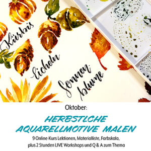 Bunte Laune Club, Online-Malkurse, Herbst Aquarellmotive Anleitung