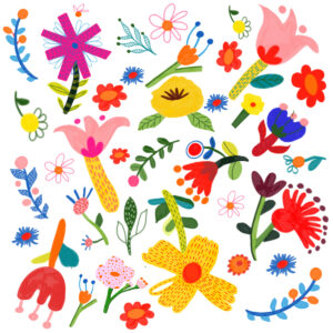 Bunte Blumen Illustrationen von Frau Maravillosa